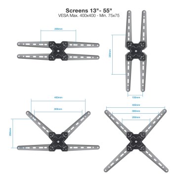 Soporte De Pared Tooq Lp1355tn-b Para Pantalla 13-55 Max. 25kg Vesa Max. 400x400 Un Brazo Negro 2