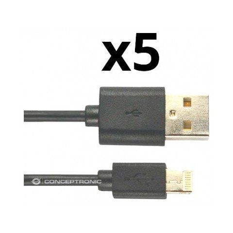 Cable Usb-a A Lightning 2m Nortess Kit 5 Unidades Iphone 5 6/7/8/ X Ipad 1 Metro Color Negro