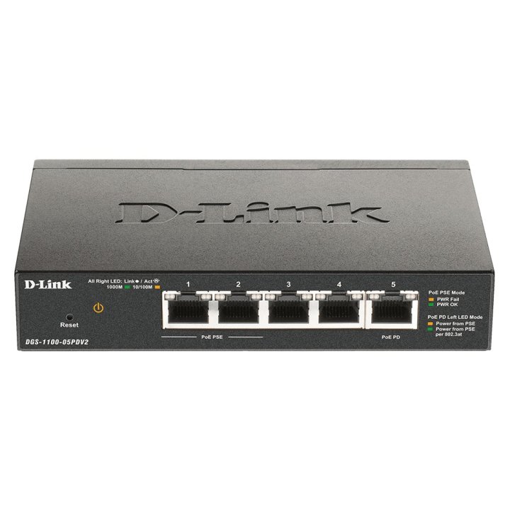 (km0) Switch Semigestionable D-link Dgs-1100-05pdv2 5p Giga 2p Poe (18w) 1xpd Port Para Poe Passthrough No Rack Cash30