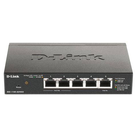 (km0) Switch Semigestionable D-link Dgs-1100-05pdv2 5p Giga 2p Poe (18w) 1xpd Port Para Poe Passthrough No Rack Cash30