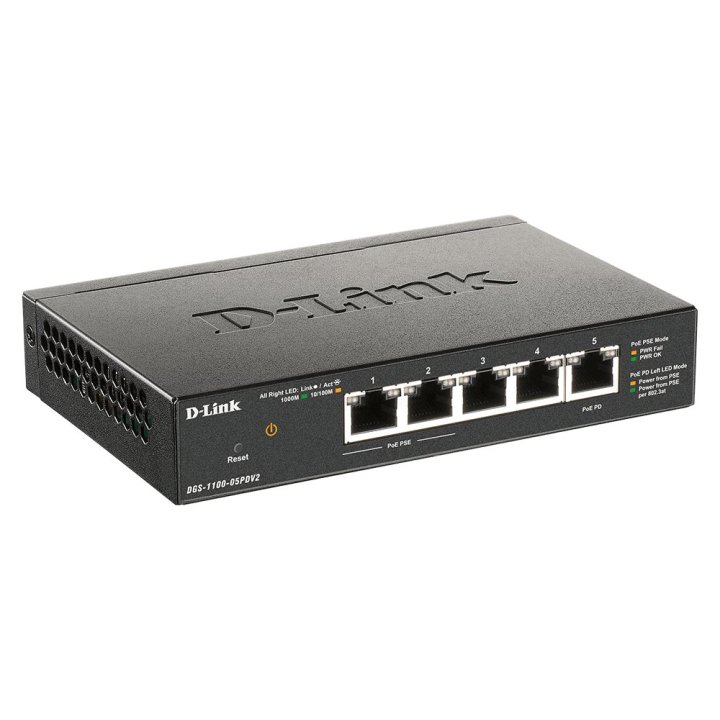 (km0) Switch Semigestionable D-link Dgs-1100-05pdv2 5p Giga 2p Poe (18w) 1xpd Port Para Poe Passthrough No Rack Cash30