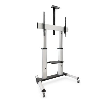 Soporte De Suelo Con Ruedas Tooq Fs20300m-b  Pantallas 60"-100" Max. 100kg Vesa Max. Con2 Bandejas Regulable Plata