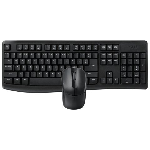 Pack Teclado Y Mouse Rapoo Wireless X1800 Pro 2,4ghz 1000 Dpi Resistente A Salpicaduras Bateria Color Negro