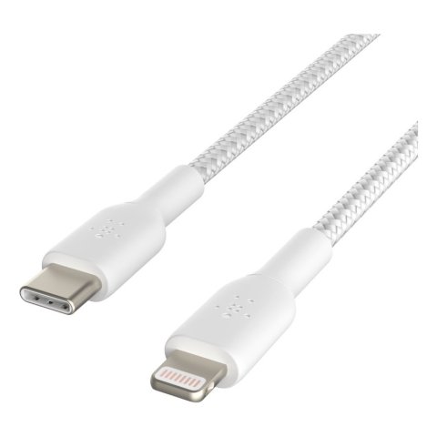 Cable Belkin Caa004bt2mwh Usb-c A Lightining Trenzado Boost Charge 2m Color  Blanco