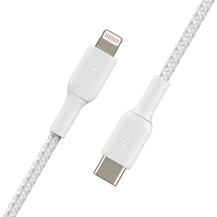 Cable Belkin Caa004bt2mwh Usb-c A Lightining Trenzado Boost Charge 2m Color  Blanco