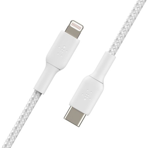 Cable Belkin Caa004bt2mwh Usb-c A Lightining Trenzado Boost Charge 2m Color  Blanco