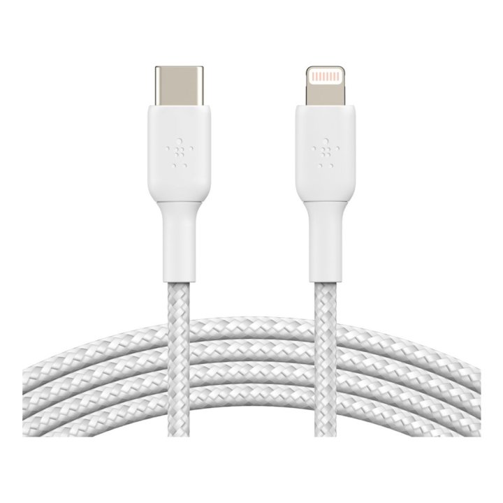 Cable Belkin Caa004bt2mwh Usb-c A Lightining Trenzado Boost Charge 2m Color  Blanco