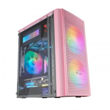 Caja Microatx Gaming Mars Gaming Mc300 Pink Frontal Mesh...