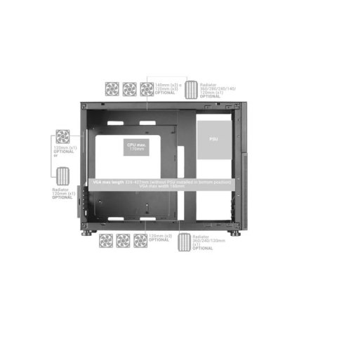 Caja Microatx Gaming Mars Gaming Mc-lcd Negra...