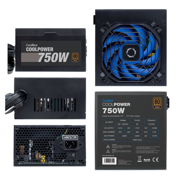 Fuente De Alimentacion 750w Coolbox Coo-facpo-750  80 Plus Bronze