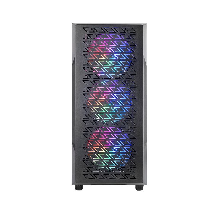 Caja Atx Semitorre Gaming Mars Gaming Mcgeo Frontal Negro De Malla Geometrica 4x120mm Frgb Rainbow 