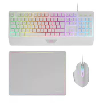 Pack Teclado Mouse Y Alfombrilla Mars Gaming Mcp124wpt Portugues Rgb H-mech, Mouse Huano Rgb 3200dpialfombrilla 360*260mm Wh