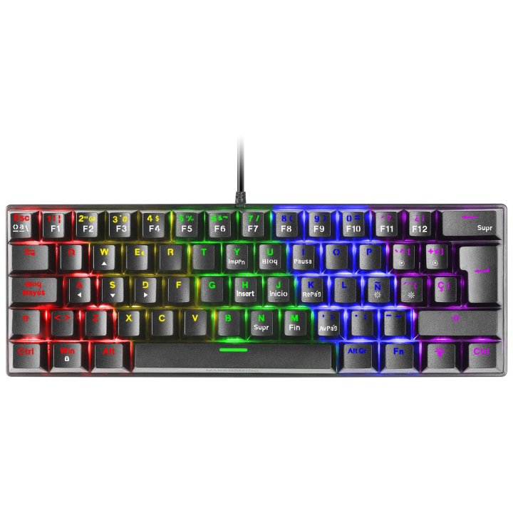 Teclado Mecanico Ultra Compacto Mars Gaming Mk60 Italiano Black Switch Azul Pr100hz Anti-ghosting Avanzado Iluminacion Rgb