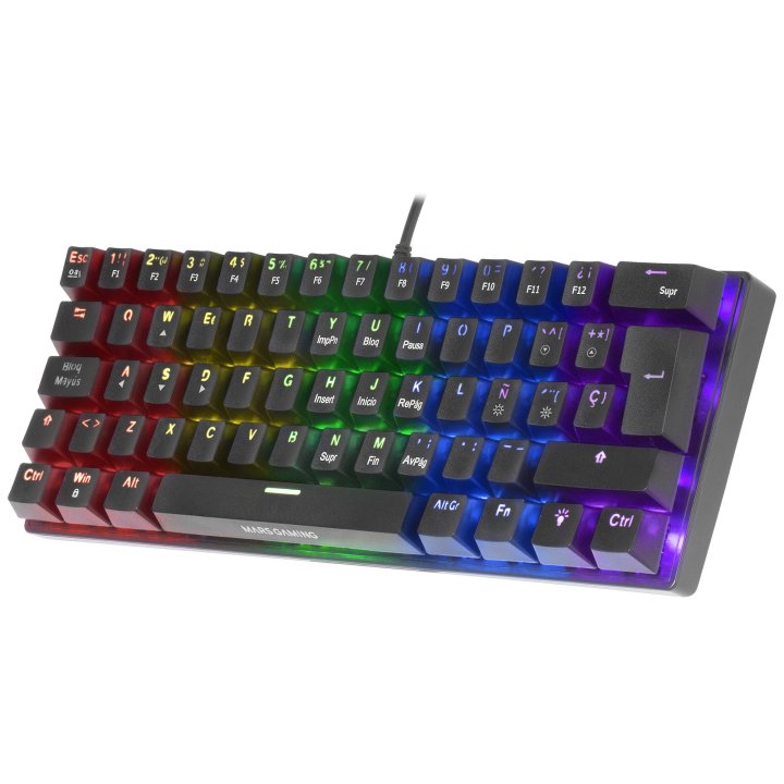 Teclado Mecanico Ultra Compacto Mars Gaming Mk60 Italiano Black Switch Azul Pr100hz Anti-ghosting Avanzado Iluminacion Rgb