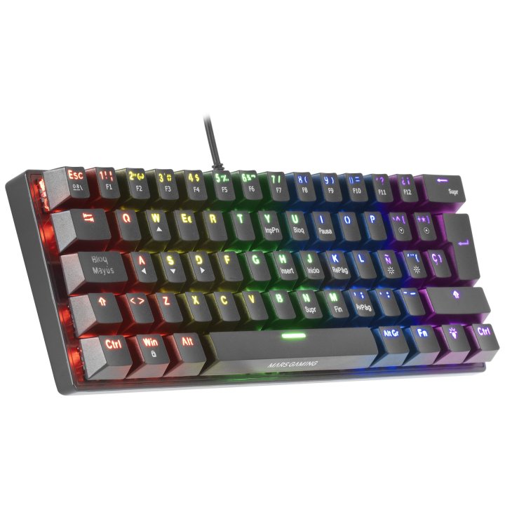 Teclado Mecanico Ultra Compacto Mars Gaming Mk60 Italiano Black Switch Azul Pr100hz Anti-ghosting Avanzado Iluminacion Rgb