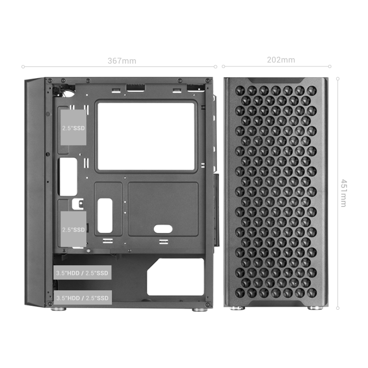 Caja Atx Mars Gaming Mc-ipro Black Frontal Mesh...