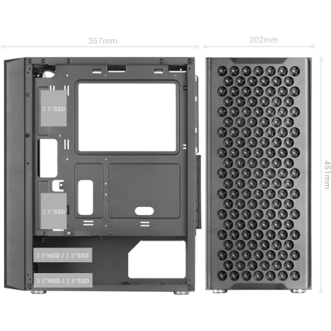 Caja Atx Mars Gaming Mc-ipro Black Frontal Mesh...