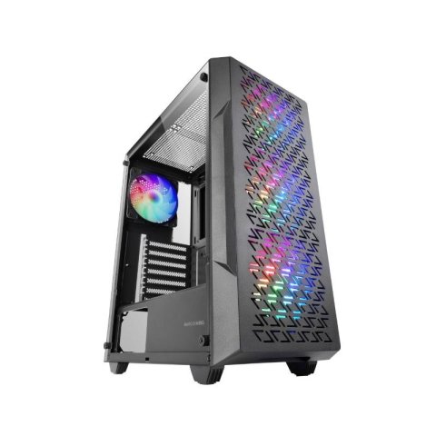 Caja Atx Mars Gaming Mcgeo Frontal Negro De Malla Geometrica 4x120mm Frgb Rainbow 