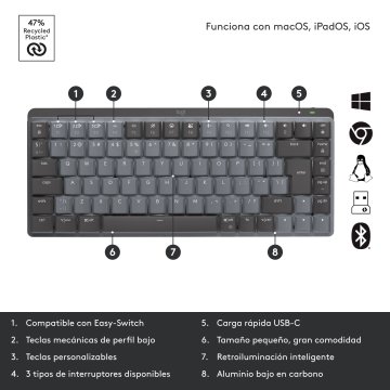 Teclado Logitech Mx Keys Mini Mechanical "us Int'l" Color Grafito 2