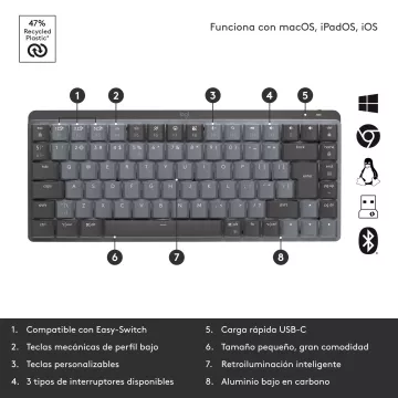 Teclado Logitech Mx Keys Mini Mechanical "us Int'l" Color Grafito 2