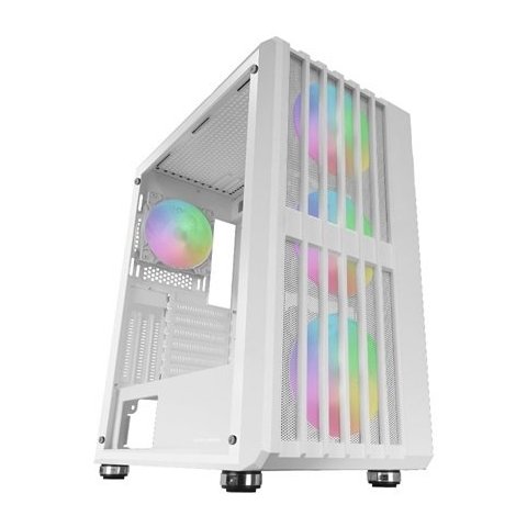 Caja Atx Mars Gaming Mcvaultw Frontal Blanco Malla Vertical 4x120mm Argb 3xpci Vert