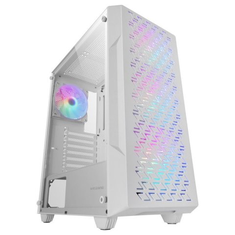 Caja Atx Mars Gaming Mcgeo Frontal Blanco De Malla Geometrica 4x120mm Frgb Rainbow 