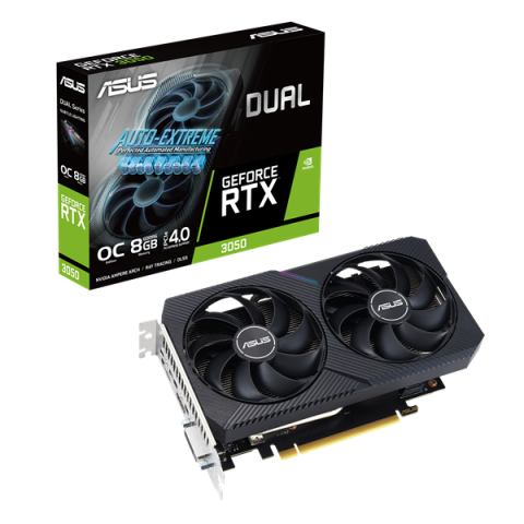 Vga Asus Dual Rtx 3050 8g Gddr6 V2 Oc Edition Dp Hdmi Dvi Cuda 2560 Reloj 1852mhz