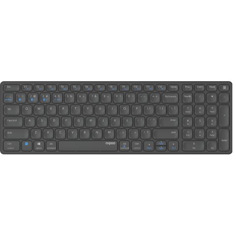 Teclado Rapoo Wireless Y Bluetooth E9700m Portugues 2.4ghz Bt 3.0 5.0 Diseño Ultrafino Bateria Gris Oscuro Base Aluminio Mult