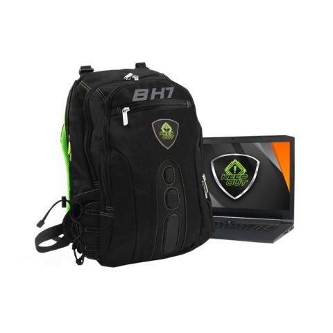 Mochila Gaming Keep Out Bk7 Para Portatiles 15,6" Con Multiples Bolsillos Color Negro Y Verde