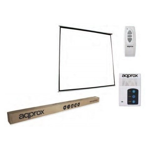 Pantalla Mural Electrica Approx (111") 200x200 Proyector Techo pared - Tela Blanco Mate Y Trasera Negra Opaca