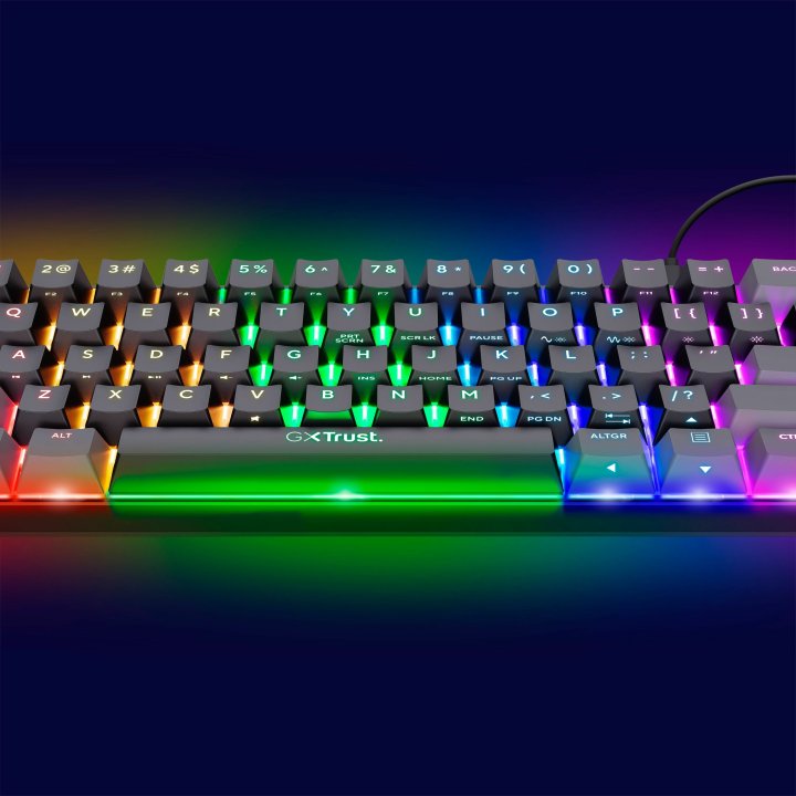 Teclado Mecanico Trust Gaming Gxt 867 Acira Compacto Usb-a usb-c Iluminacion Rgb Interruptores Rojos Mecanicos Otemu