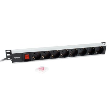 Regleta Alimentacion Aluminio Rack 19" 1u 8 Tomas Tipo Shucko Euro Cable 3m Aluminio 2