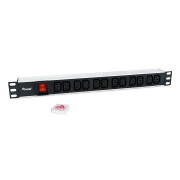 Regleta Alimentacion Aluminio Rack 19" 1u 12 Tomas Iec C13 Con Interruptor Cable 1.8m 2
