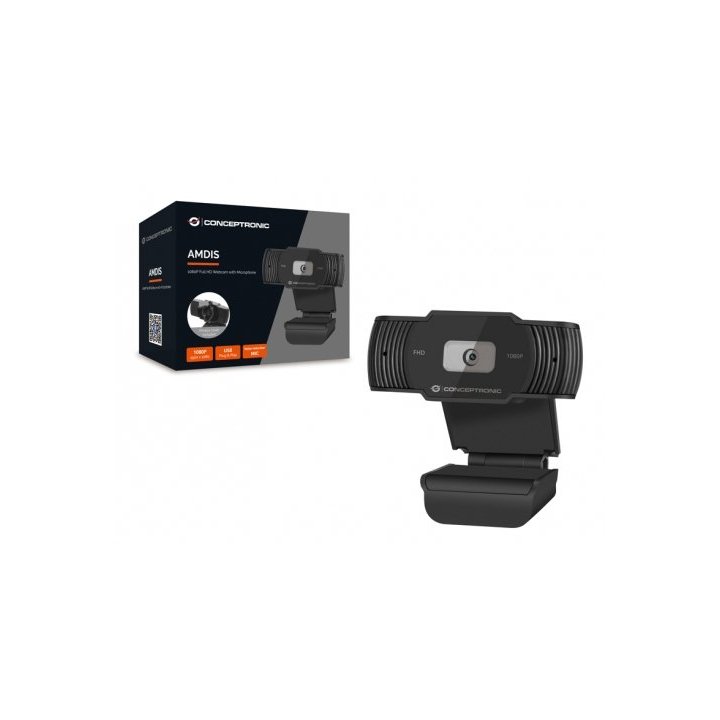 Webcam Fhd Conceptronic Amdis04 1080p Usb Foco Fijo 3.6mm 30 Fps Angulo Vision 65º Microfono Integra