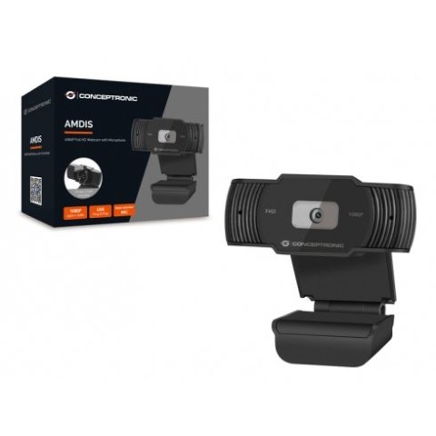 Webcam Fhd Conceptronic Amdis04 1080p Usb Foco Fijo 3.6mm 30 Fps Angulo Vision 65º Microfono Integra