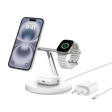 Base De Carga Inalambrica 3 En 1 Belkin Wiz023vfwh 15w...