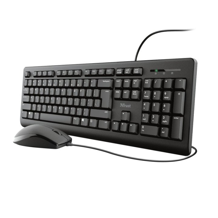 (km0) Teclado Y Mouse Trust Tkm-250 Silencioso Resistente A La Caida De Liquidos Cable 1.8m Cash30