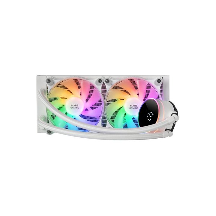 Sistema De Refrigeracion Liquida Mars Gaming Mllcd240w Blanco 2x (12x12) Iluminacion Frgb Tpd 500w Pantalla Lcd Para Procesad