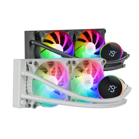 Sistema De Refrigeracion Liquida Mars Gaming Mllcd240w Blanco 2x (12x12) Iluminacion Frgb Tpd 500w Pantalla Lcd Para Procesad