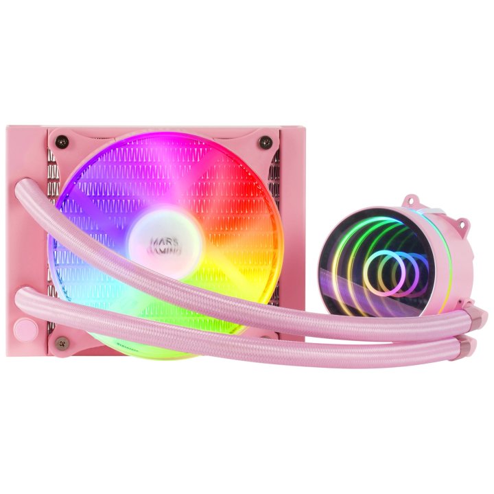 Sistema De Refrigerancion Liquida Mars Gaming Ml-one120 Pink 12x12 Iluminacion Frgb Tpd 200w Para Procesadores Intel Y Amd