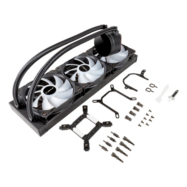 Sistema De Refrigeracion Liquida Unyka Uk353101 Aquastorm 360 Negro 3x Vent. 120mm 1800 Rpm Argb Display Intel Amd
