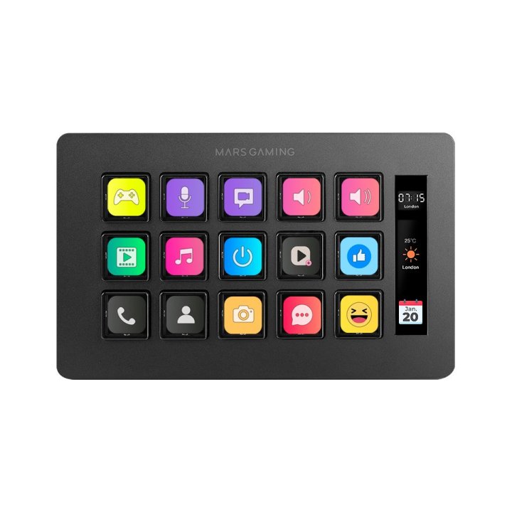Control Deck Slim Mars Gaming Msd-one Black 15 Teclas De Acceso Directo Lcd Personalizables 