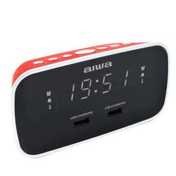 Radio Despertador Aiwa Cru-19 Red 2 Puertos Usb De Carga... 2