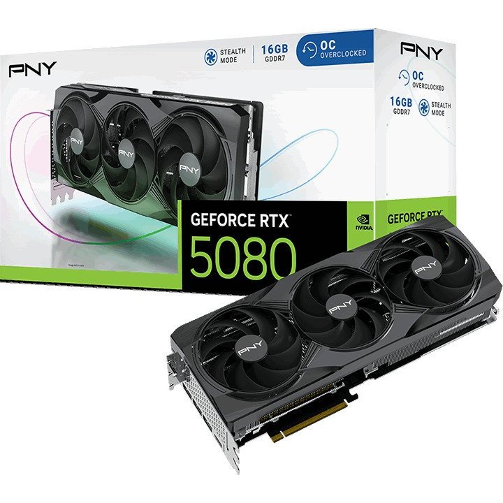 Vga Pny Geforce Rtx 5080 Oc 16gb Ddr7 3xdp 1xhdmi Reloj 2300mhz Cuda 10752 256bit 360w