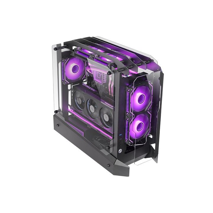 Caja Atx Semitorre Gaming Mars Gaming Mcedge Diseño Open Air Cristal Templado Gpu 390mm 1x3.5 3x2.5 Negro