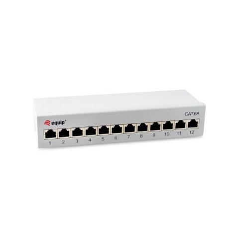 Patch Panel De Sobremesa Equip Cat.6a Apantallado 12 Puertos Color Negro (ral 7035)