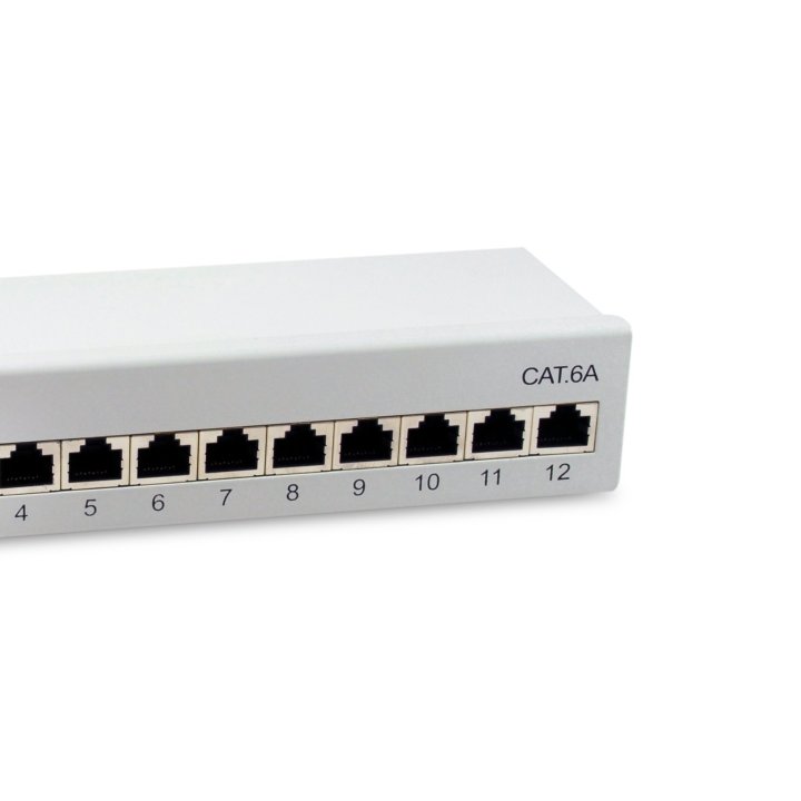 Patch Panel De Sobremesa Equip Cat.6a Apantallado 12 Puertos Color Negro (ral 7035)