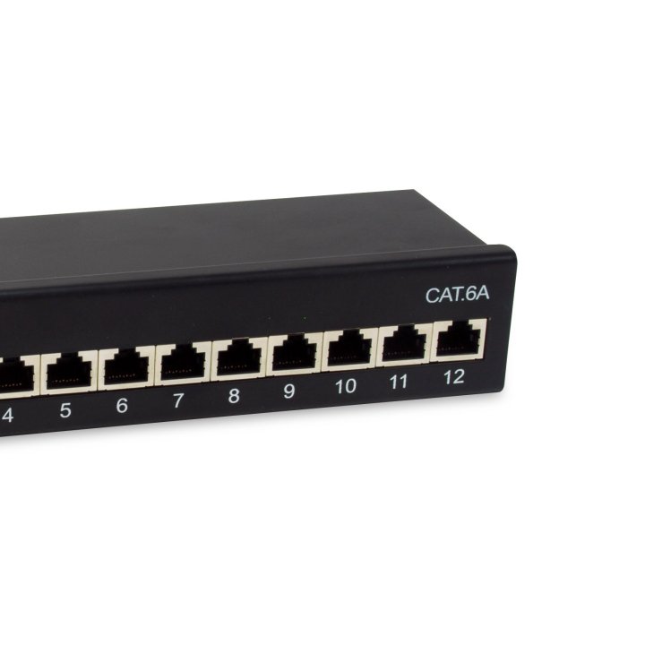 Patch Panel De Sobremesa Equip Cat.6a Apantallado 12 Puertos Color Negro (ral 9005)