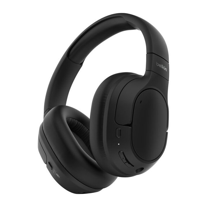 Headset Bluetooth Belkin Aud008hqbk Circumaural Con Cancelacion Ruido, Carga Usb-c Negro