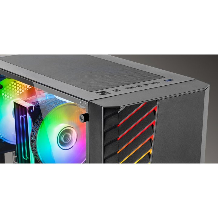 Caja Atx Semitorre Gaming Mars Gaming Mcvolt Ventana Cristal Templado Argb Gpu 327-267mm 2x3.5 2x2.5 Negro